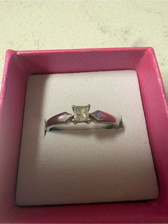 Jewelry - Princess Cut Diamond Solitaire Engagement Ring in 10k White Gold